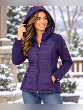 ZeroXposur Jacket Size S Purple Hooded Softshell Quilted Hybrid